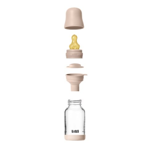 BIBS BUTELKA SZKLANA ze smoczkiem antykolkowym z kauczuku naturalnego poj 120 ml BLUSH
