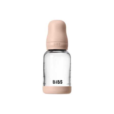 BIBS BUTELKA SZKLANA ze smoczkiem antykolkowym z kauczuku naturalnego poj 120 ml BLUSH