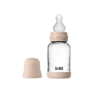 BIBS BUTELKA SZKLANA ze smoczkiem antykolkowym z silikonu medycznego, pojemność 120 ml, BLUSH