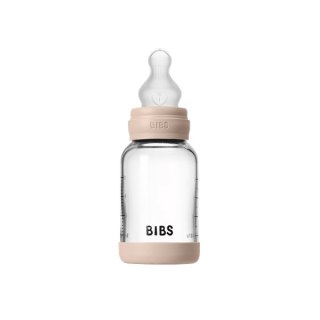 BIBS BUTELKA SZKLANA ze smoczkiem antykolkowym z silikonu medycznego, pojemność 120 ml, BLUSH