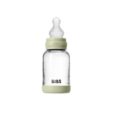 BIBS BUTELKA SZKLANA ze smoczkiem antykolkowym z silikonu medycznego, pojemność 120 ml, SAGE