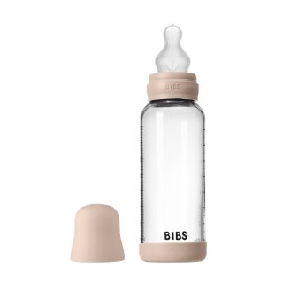 BIBS BUTELKA SZKLANA ze smoczkiem antykolkowym z silikonu medycznego poj. 240 ml BLUSH