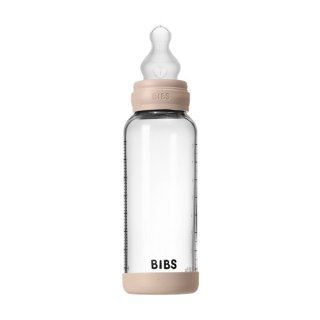 BIBS BUTELKA SZKLANA ze smoczkiem antykolkowym z silikonu medycznego poj. 240 ml BLUSH