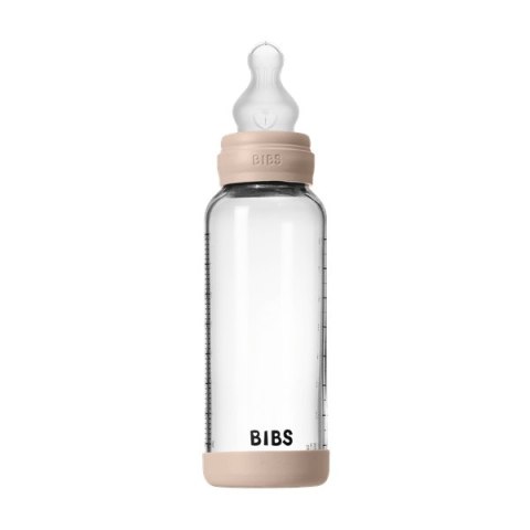 BIBS BUTELKA SZKLANA ze smoczkiem antykolkowym z silikonu medycznego poj. 240 ml BLUSH