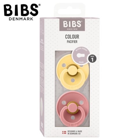 BIBS COLOUR 2-PACK PALE BUTTER & DUSTY PINK S Smoczek Uspokajający kauczuk Hevea