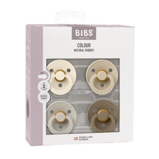 BIBS COLOUR ROUND zestaw 4 szt smoczków niemowlęcych, roz 6-18 mcy