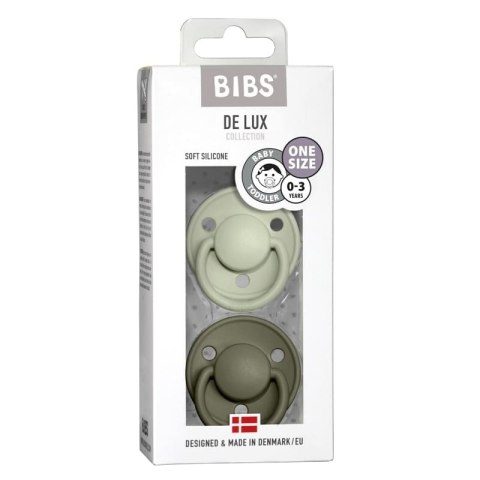 BIBS DE LUX 2-PACK SAGE & GREEN HUNTER Smoczek uspokajający silikonowy ONE SIZE