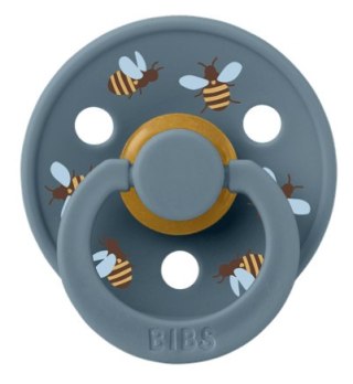 BIBS STUDIO COLOUR BUMBLEBEE FRIENDS Smoczek uspokajający kauczuk Hevea, roz M, FLOWPACK, PETROL