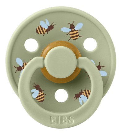 BIBS STUDIO COLOUR BUMBLEBEE FRIENDS Smoczek uspokajający kauczuk Hevea, roz M, FLOWPACK, SAGE