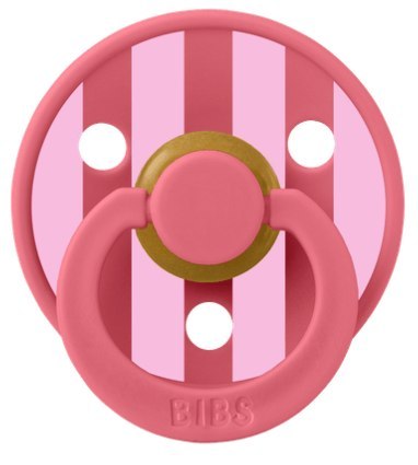 BIBS STUDIO COLOUR CORAL/BABY PINK Smoczek uspokajający kauczuk Hevea, roz M, FLOWPACK
