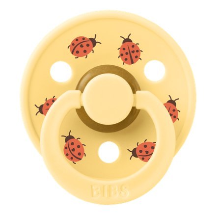 BIBS STUDIO COLOUR LADYBUG FRIENDS Smoczek uspokajający kauczuk Hevea roz S FLOWPACK PALE BUTTER