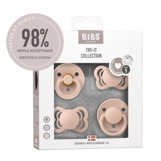 BIBS TRY-IT zestaw 4 szt smoczków niemowlęcych o różnych ustnikach BLUSH