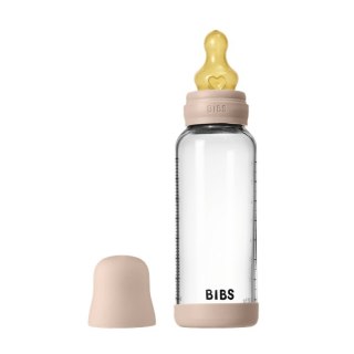 BIBS BUTELKA SZKLANA ze smoczkiem antykolkowym z kauczuku naturalnego po 240 ml BLUSH