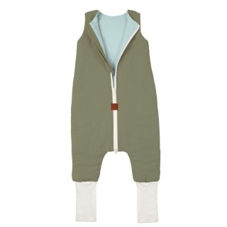 Hi Little One śpiworek dwustronny z nogawkami TOG 1,5 BIO muślin SLIM BAG GREEN HUNTER/MINT roz M