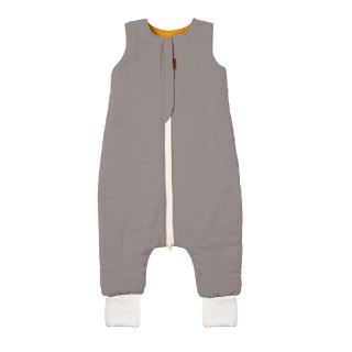 Hi Little One śpiworek dwustronny z nogawkami TOG 1,5 BIO muślin SLIM BAG GREY/MUSTARD roz M