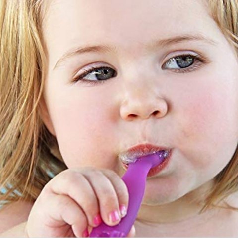 ChooMee Flexi Dip Pink & Purple 2 PACK Intuicyjna łyżeczka silikonowa niekapek do nauki jedzenia