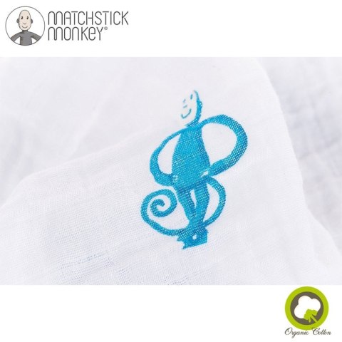 Matchstick Monkey 2 otulacze z organicznej BIO bawełny z gryzakiem silikonowym Blue