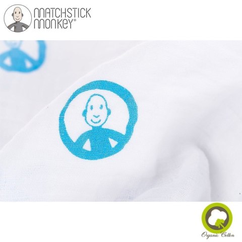 Matchstick Monkey 2 otulacze z organicznej BIO bawełny z gryzakiem silikonowym Blue