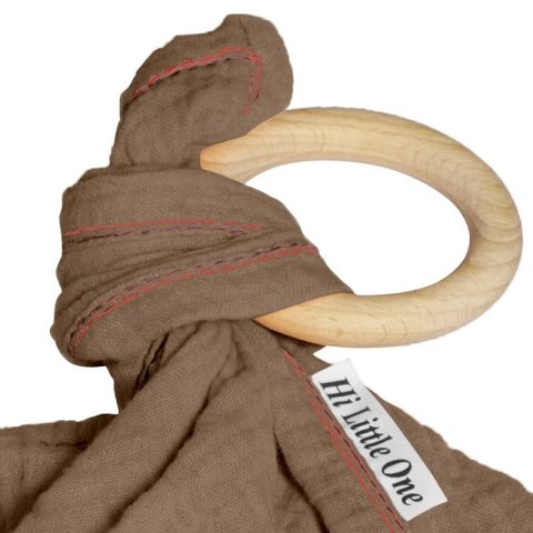 Hi Little One - Przytulanka dou dou z gryzakiem z organicznej BIO bawełny Dark Oak Light