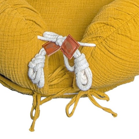 Hi Little One kokon gniazdko dla Noworodka z organicznego oddychającego BIO muślinu Mustard