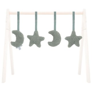 Jollein 4 zabawki interaktywne do stojaka BABYGYM Księżyc Moon Ash Green