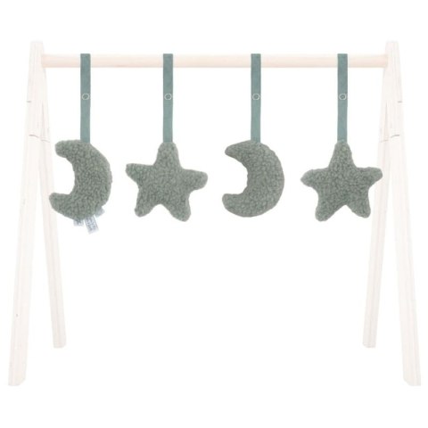Jollein 4 zabawki interaktywne do stojaka BABYGYM Księżyc Moon Ash Green