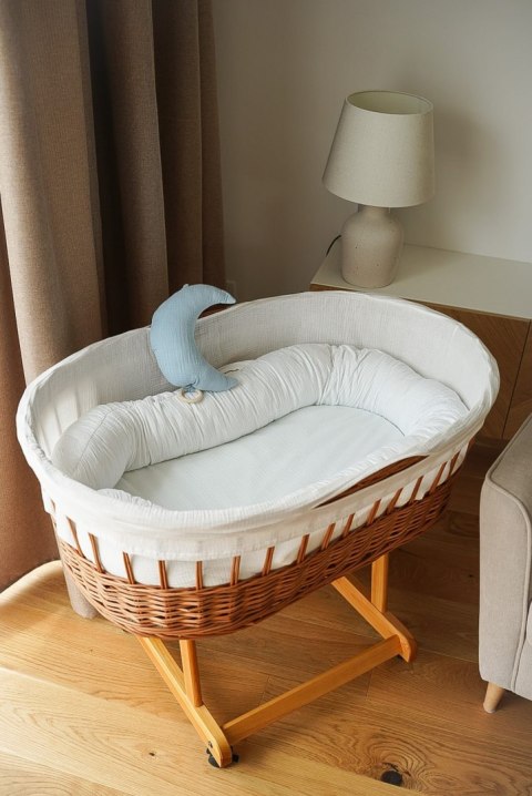 Hi Little One kosz Mojżesza wiklinowy wysoki ze stelażem + liner + materac + prześcieradło 5in1 GREEN HUNTER