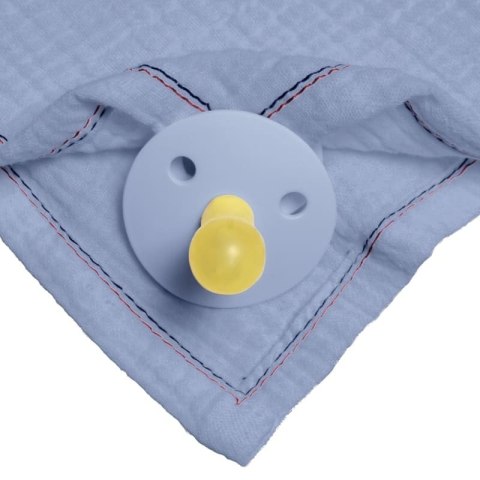 Hi Little One śliniak bandana z zawieszką na smoczek BIO bawełna Baby Blue