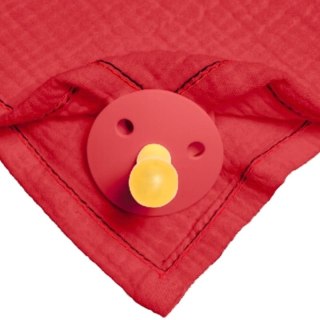 Hi Little One śliniak bandana z zawieszką na smoczek BIO bawełna Strawberry