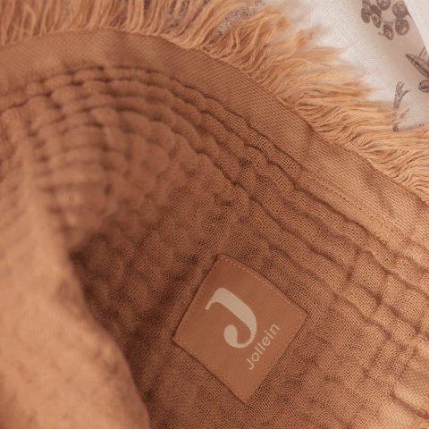 Jollein kocyk do wózka fotelika i kołyski muślinowy 100x75 cm FRINGE Biscuit