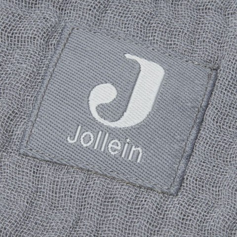 Jollein kocyk do wózka fotelika i kołyski muślinowy 120x120 cm FRINGE Storm Grey