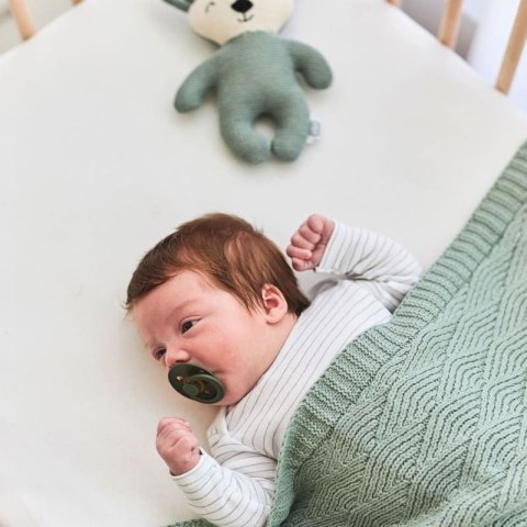 Jollein kocyk do wózka fotelika i kołyski tkany 100x75 cm RIVER KNIT Ash Green