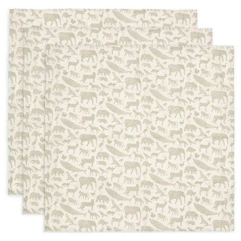 Jollein pieluszki dla noworodka 70x70 cm 3 szt Hydrophlic ANIMALS Olive Green